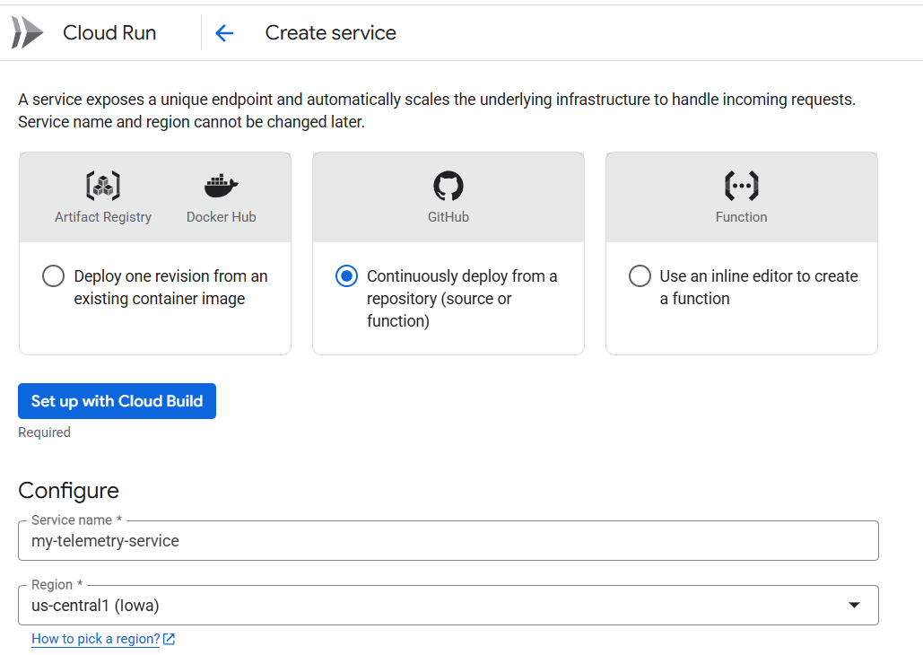 Create service with CI/CD
